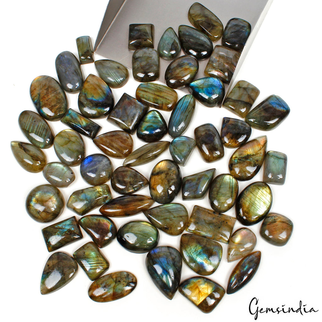 1300 Cts/55 Pcs Natural Multi Shine Spectrolite Labradorite Mixed Cab Loose Gems