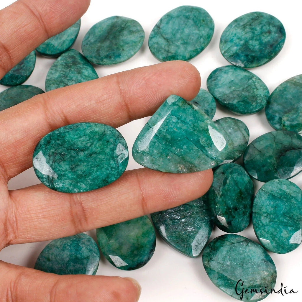 Natural Brazil Green Emerald Mix Faceted Cut Loose Gemstones Lot 980 Ct/26-36mm