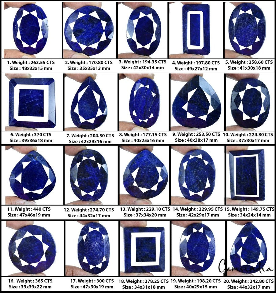 Natural Best Blue Sapphire Mix Shape Faceted Loose Gemstones 5022 Ct/ 20 Pcs Lot
