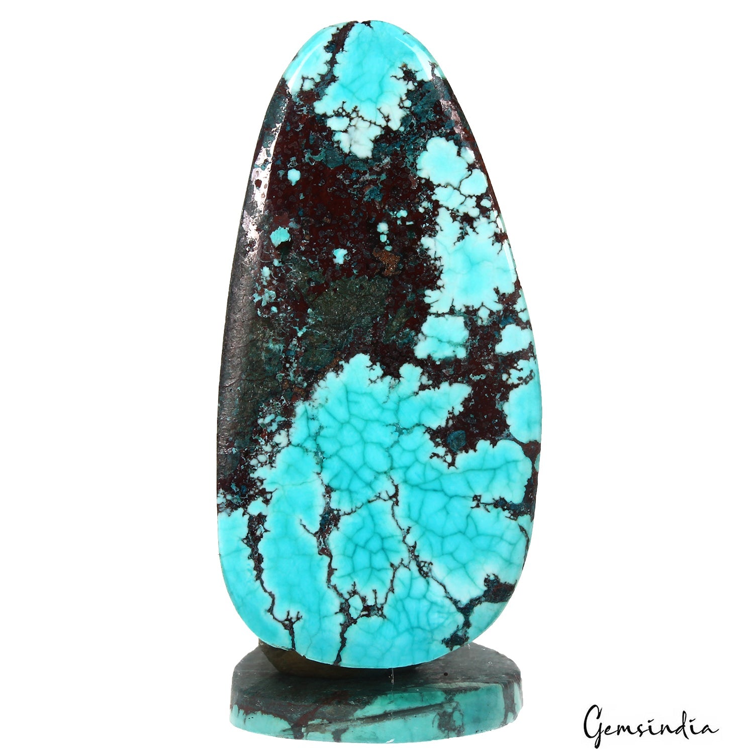 65.40 Ct Blue Spiderweb Turquoise Fancy Cab Arizona Loose Huge Gemstone From U.S