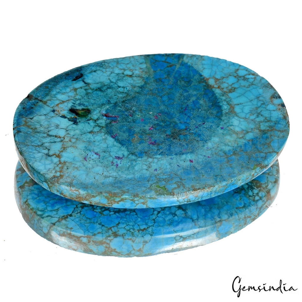 Turquoise Cabochon, Blue — 43x38x5mm, 112.40 Ct