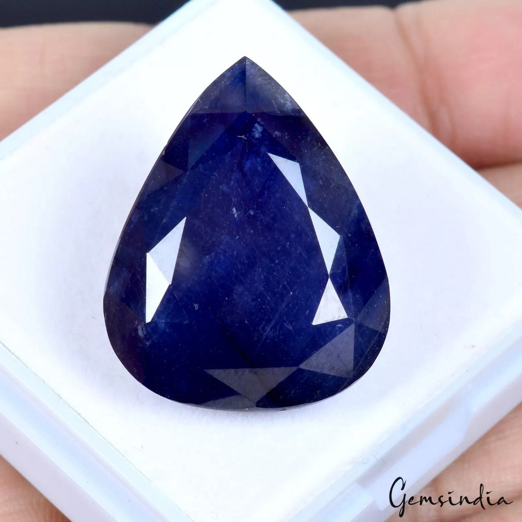 55.30 Ct. Attractive Color& Good Cutting Big Blue Heated Pear Sapphire ~ Ceylon