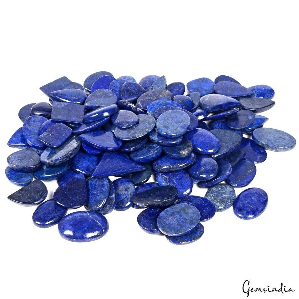 Lapis Lazuli Lot, Cabochon, Oval, Pear, Rectangular & Fancy Cabochon, Color Enhanced — 109 Pieces, 23mm to 34mm, 5000 Ct, Afghanistan