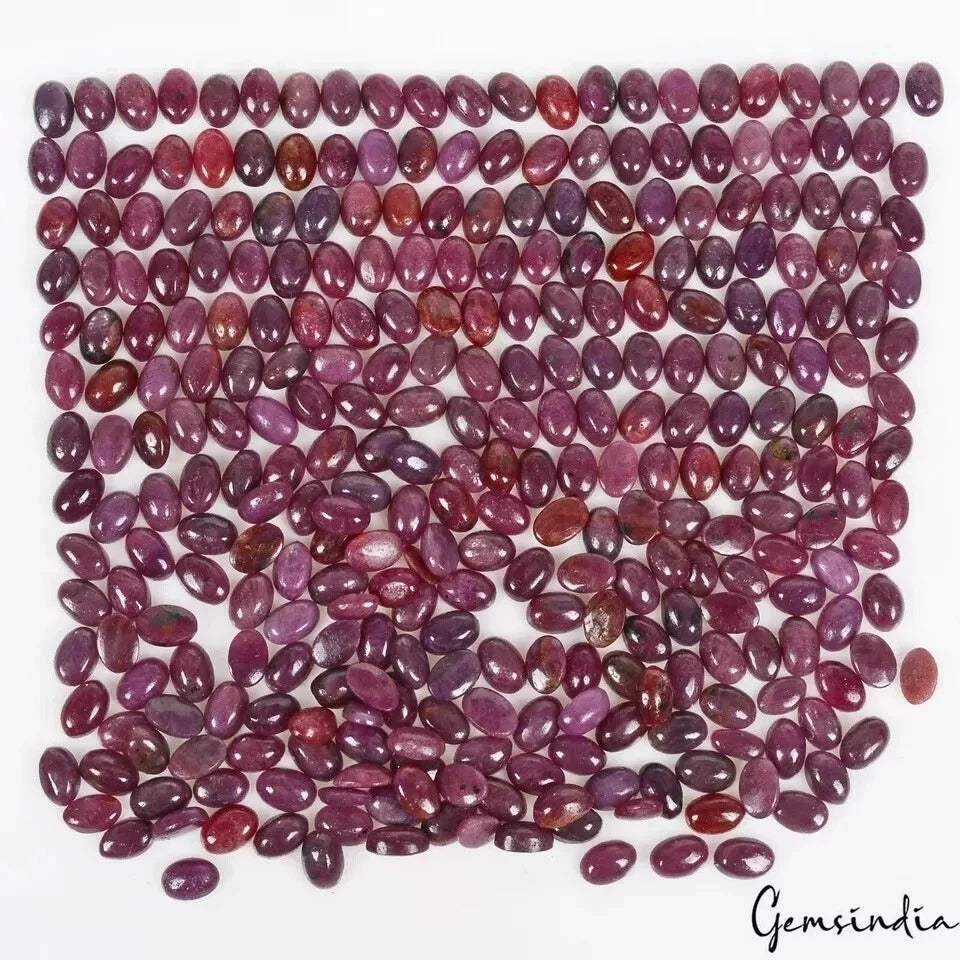 Natural Untreated Red Ruby Certified Lot 200 Ct Oval Cab Loose Gemstones 313 Pcs