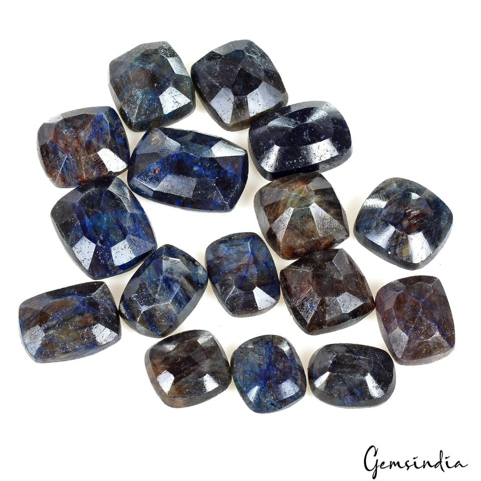 16 Pcs Natural Blue Sapphire Cushion Faceted Cut 14-22mm Loose Gemstones 350 Ct