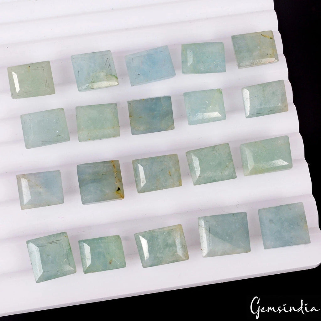 138.40 Ct Natural Beryl Aquamarine Square Cut Faceted Loose Gemstone Lot 20 Pc