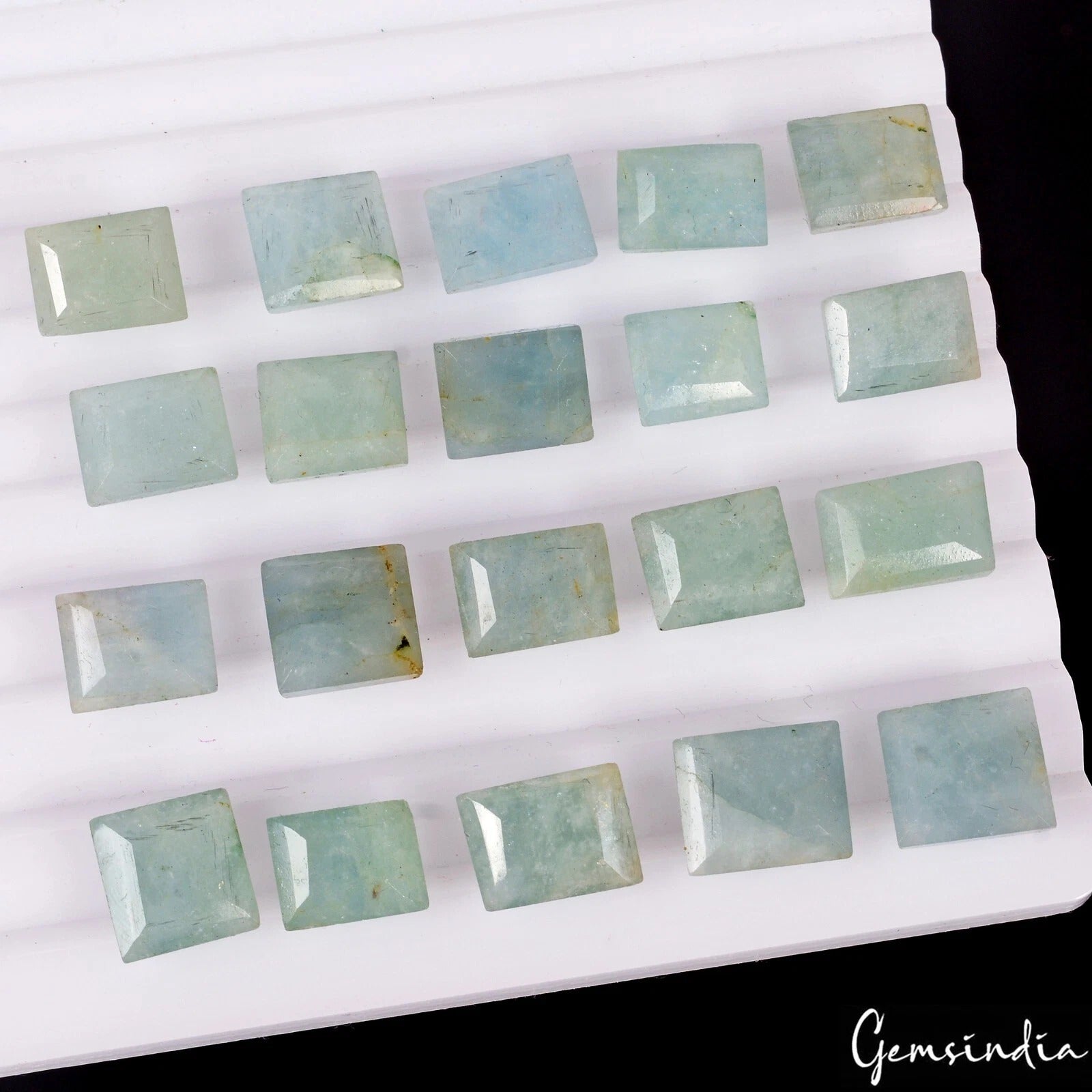 138.40 Ct Natural Beryl Aquamarine Square Cut Faceted Loose Gemstone Lot 20 Pc