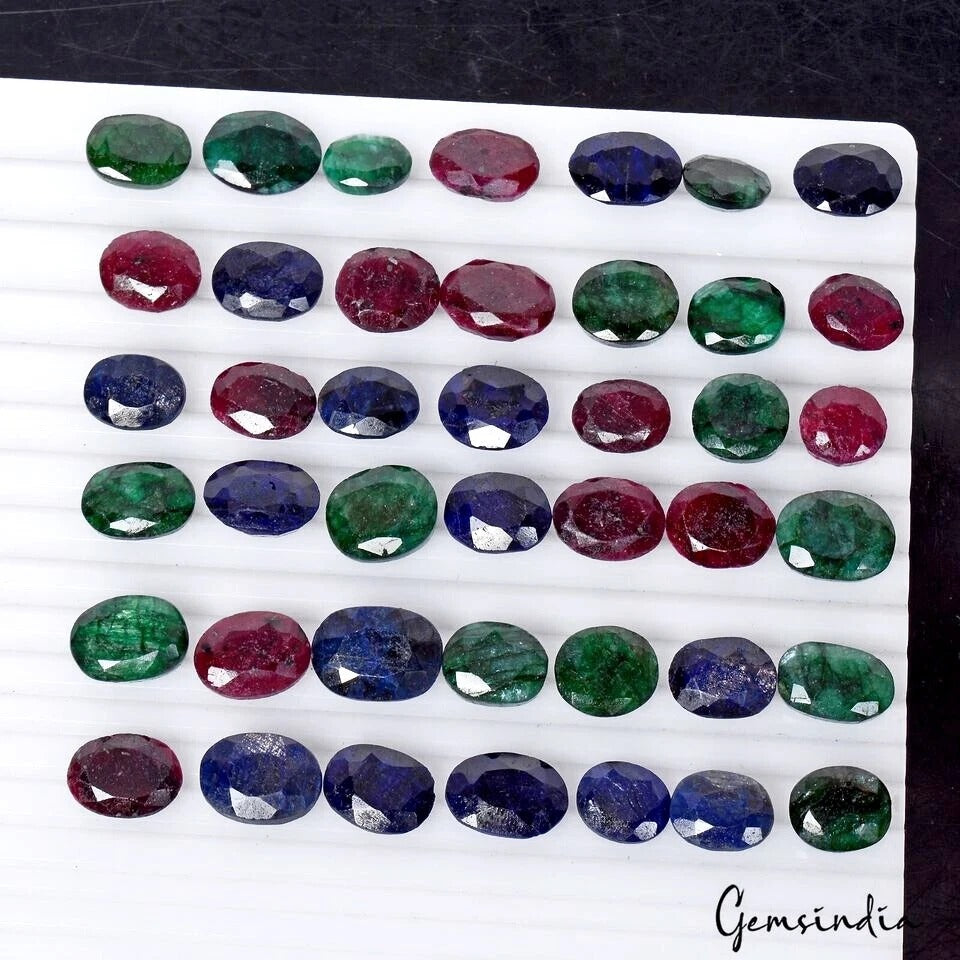 Emerald Lot, Loose Gemstone, Color Enhanced — 42 Pieces, 12mm to 17mm, 400 Ct, Madagascar