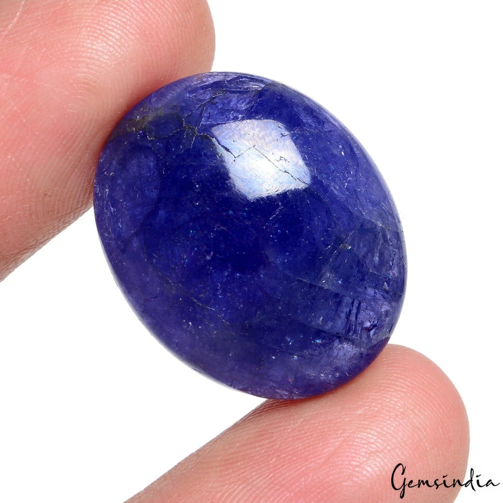 46.30 Cts Natural Tanzanite Untreated Rare Vibrant Blue Oval Cabochon Gemstone