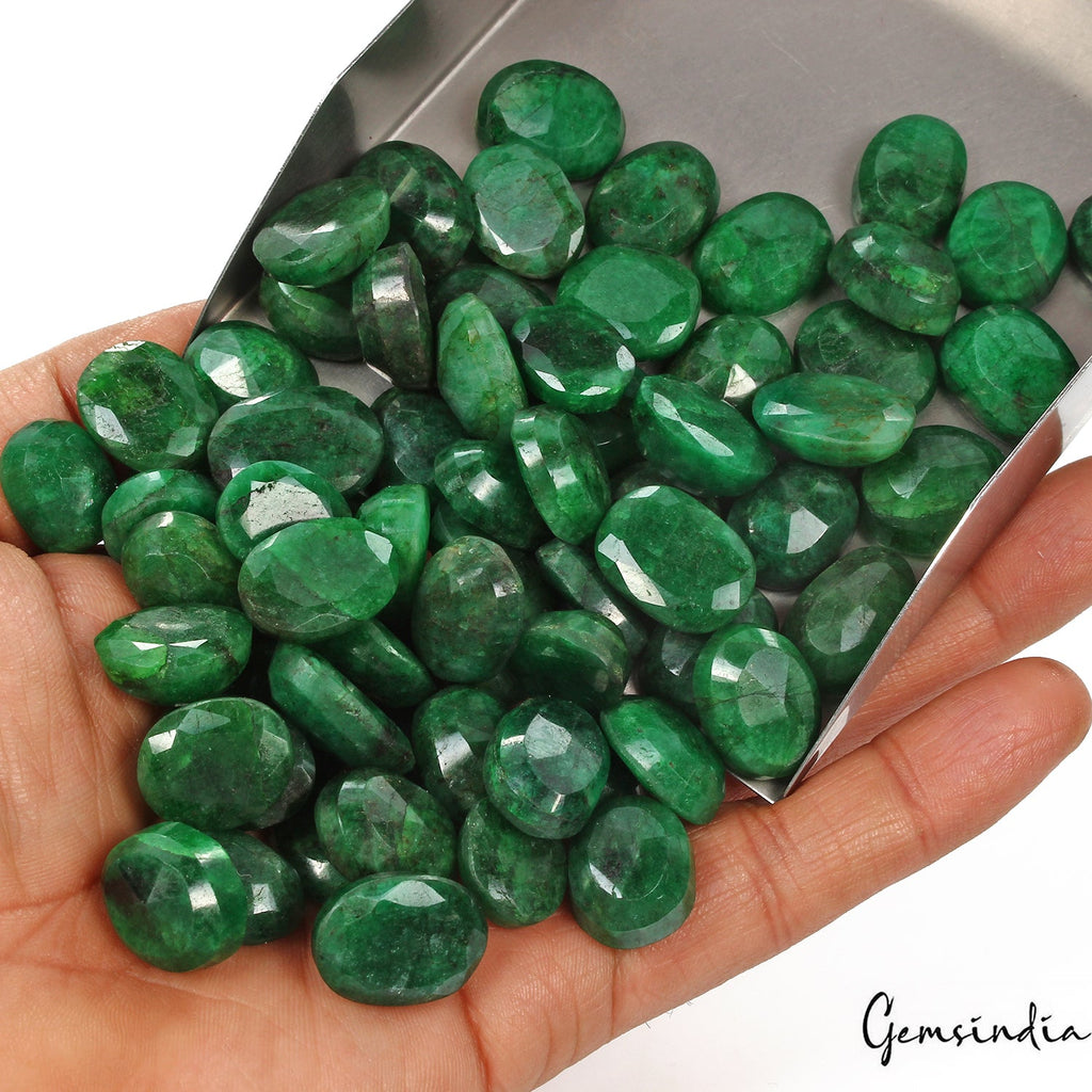 1000 Cts/68 Pcs Natural Brazilian Bottle Green Emerald Oval Cut Loose Gems Lot