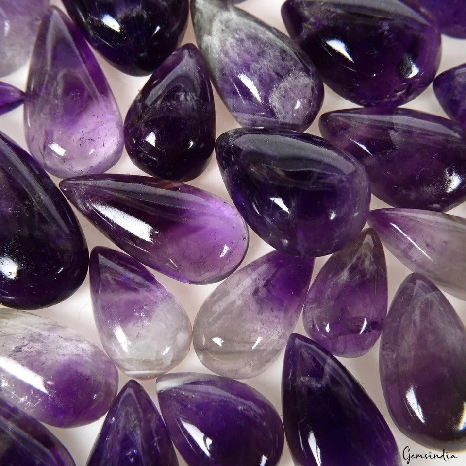 350 Ct Natural Dark Purple Amethyst Pear Cab 14-22mm Loose Untreated Gems~43 Pcs