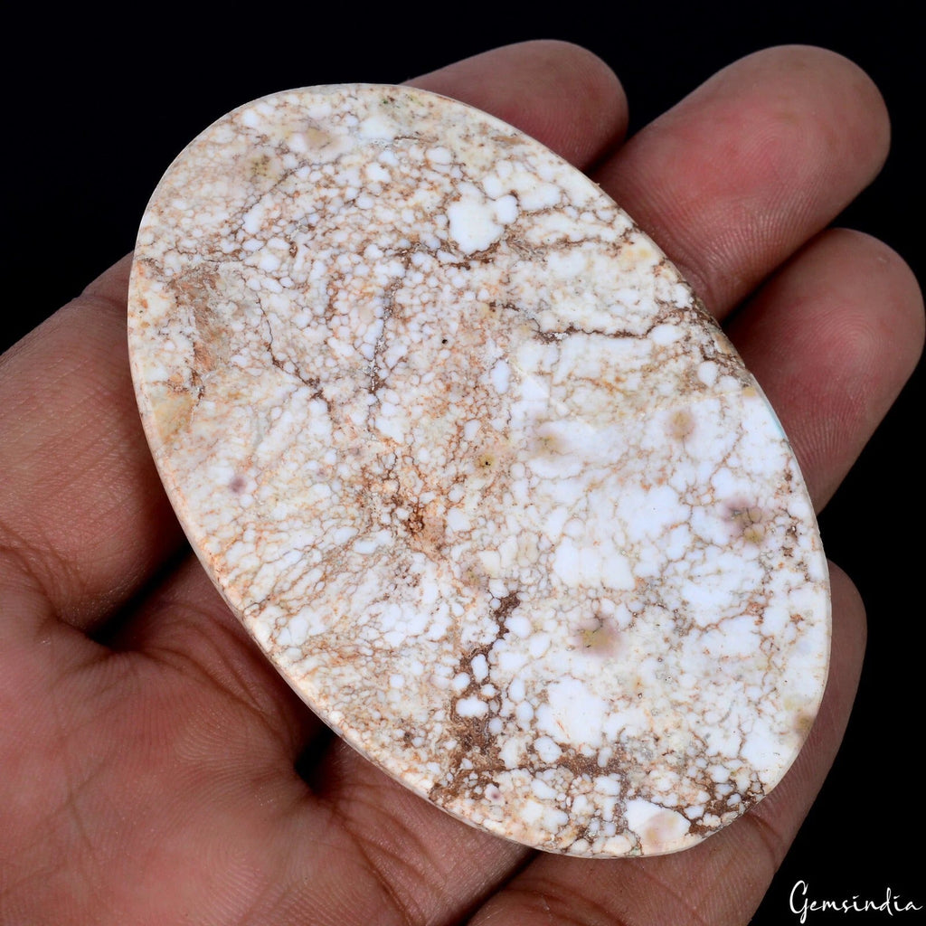 180.00 Ct Natural Untreated White Buffalo Turquoise Oval Cab Gems For Jewelry