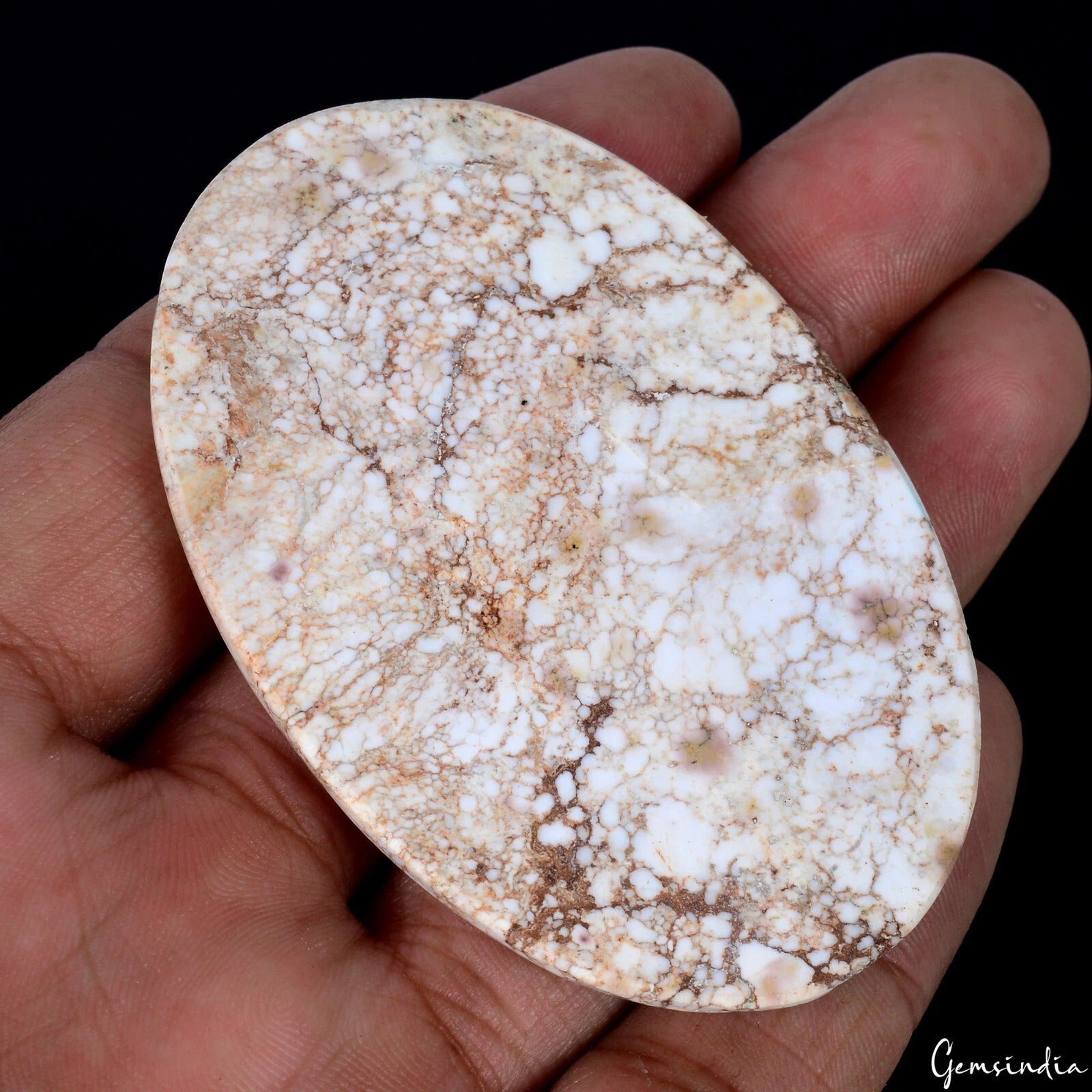 180.00 Ct Natural Untreated White Buffalo Turquoise Oval Cab Gems For Jewelry
