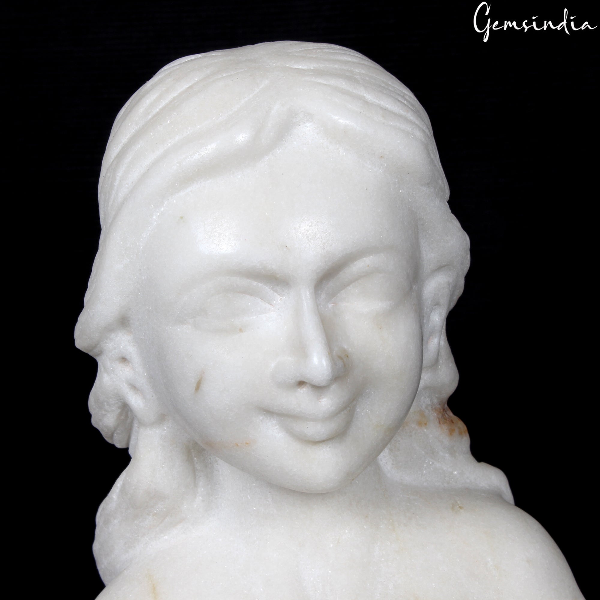 18" Tal Beautiful Mermaid Sitting on Rock Statue Sculpture Figurine White Marble