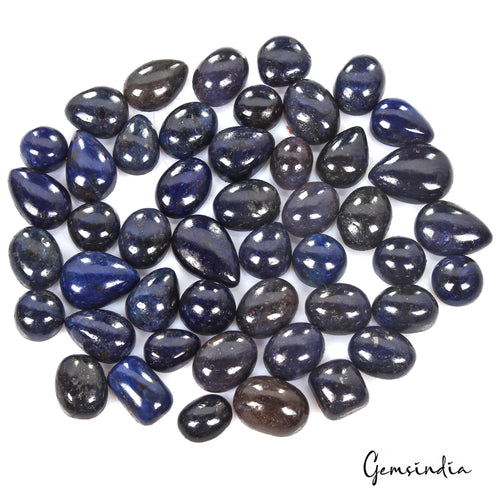 African Blue Sapphire Lot, Cabochon, Color Enhanced — 47 Pieces, 10mm To 17mm, 450 Ct, Africa