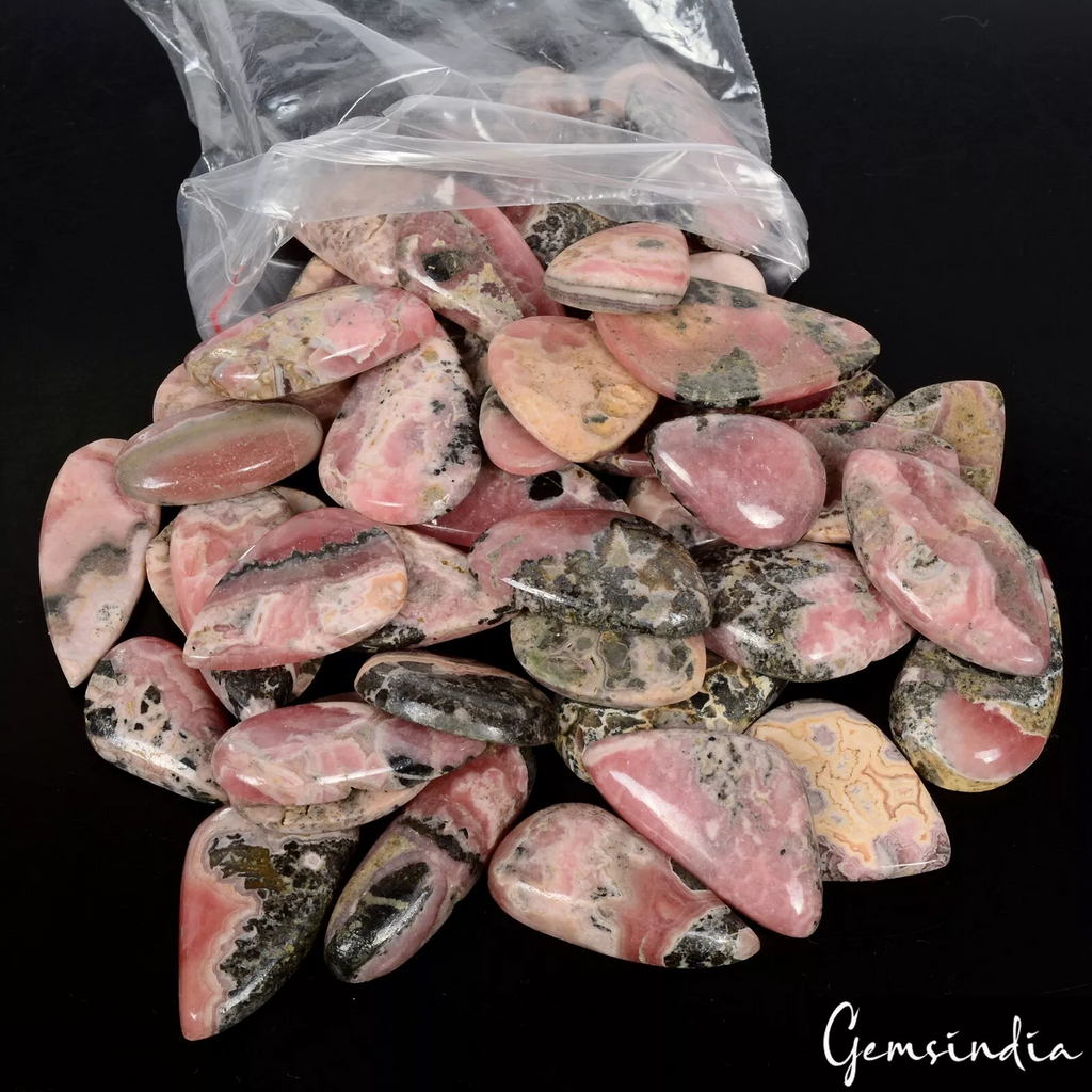 Lot 47 Pcs Natural Argentina Rhodochrosite High Grade 23-37mm Cabochon Gemstones