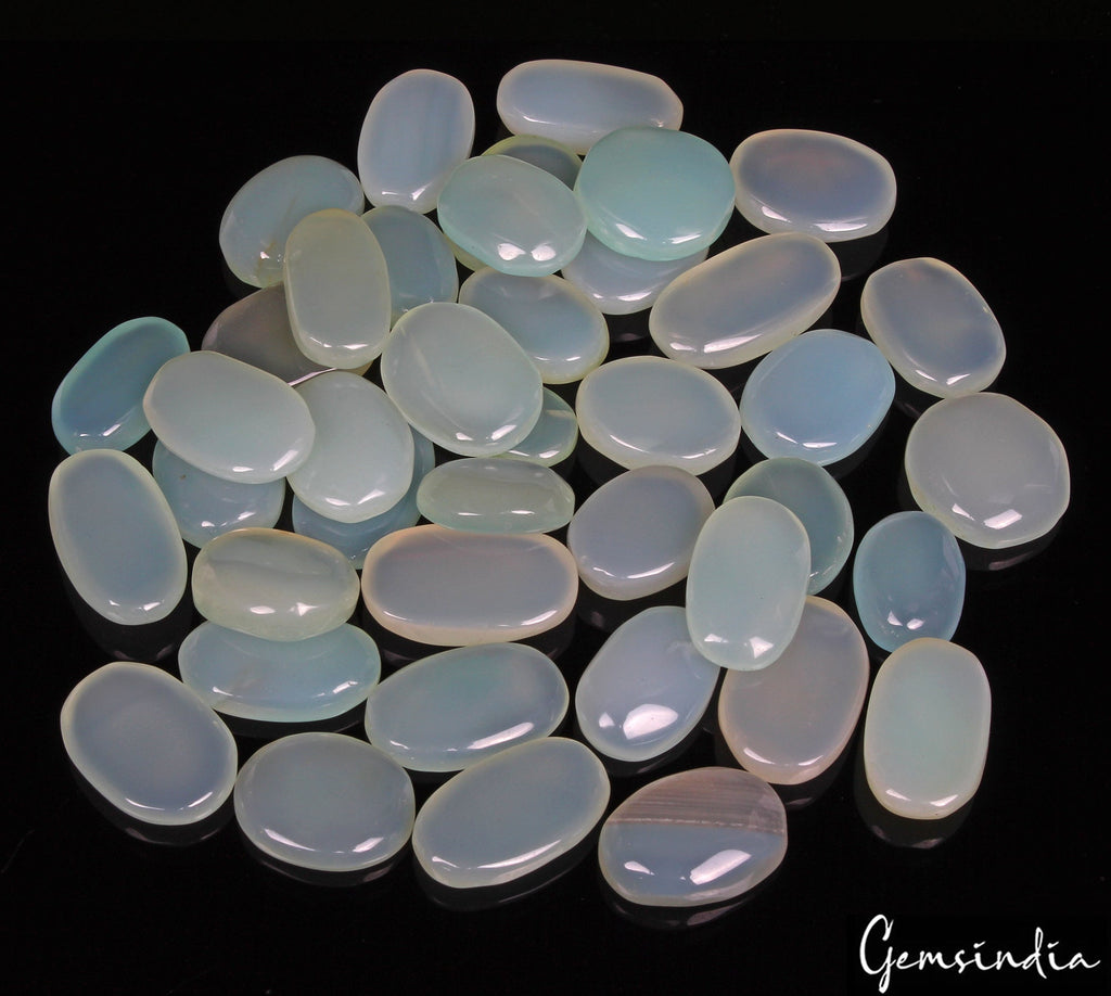 900 Ct/41 Pcs Natural Untreated Aqua Blue Green Onyx Oval Cab Wholesale Gems Lot