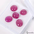 Ruby Lot, Cabochon, Pink Red — 5 Pieces, 12mm to 14mm, 46.50 Ct, Mozambique