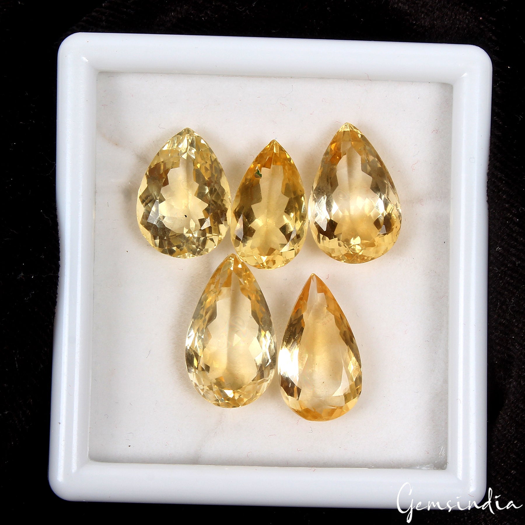 Pear Cut Natural Unheated Top Yellow Citrine Brazil 59.70 Ct/17-21mm Gemstones