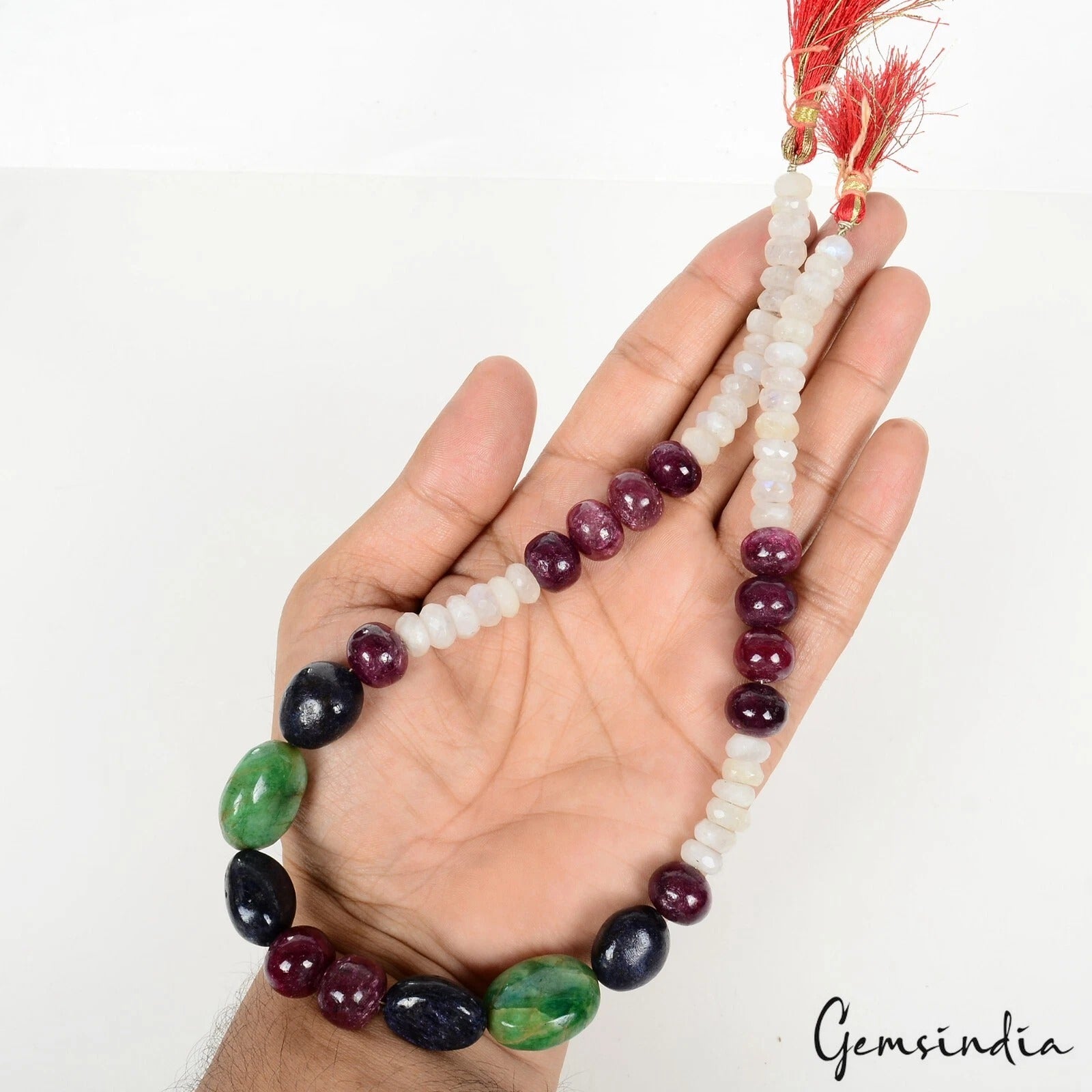 Ruby Beaded Strand — 17", 550 Ct