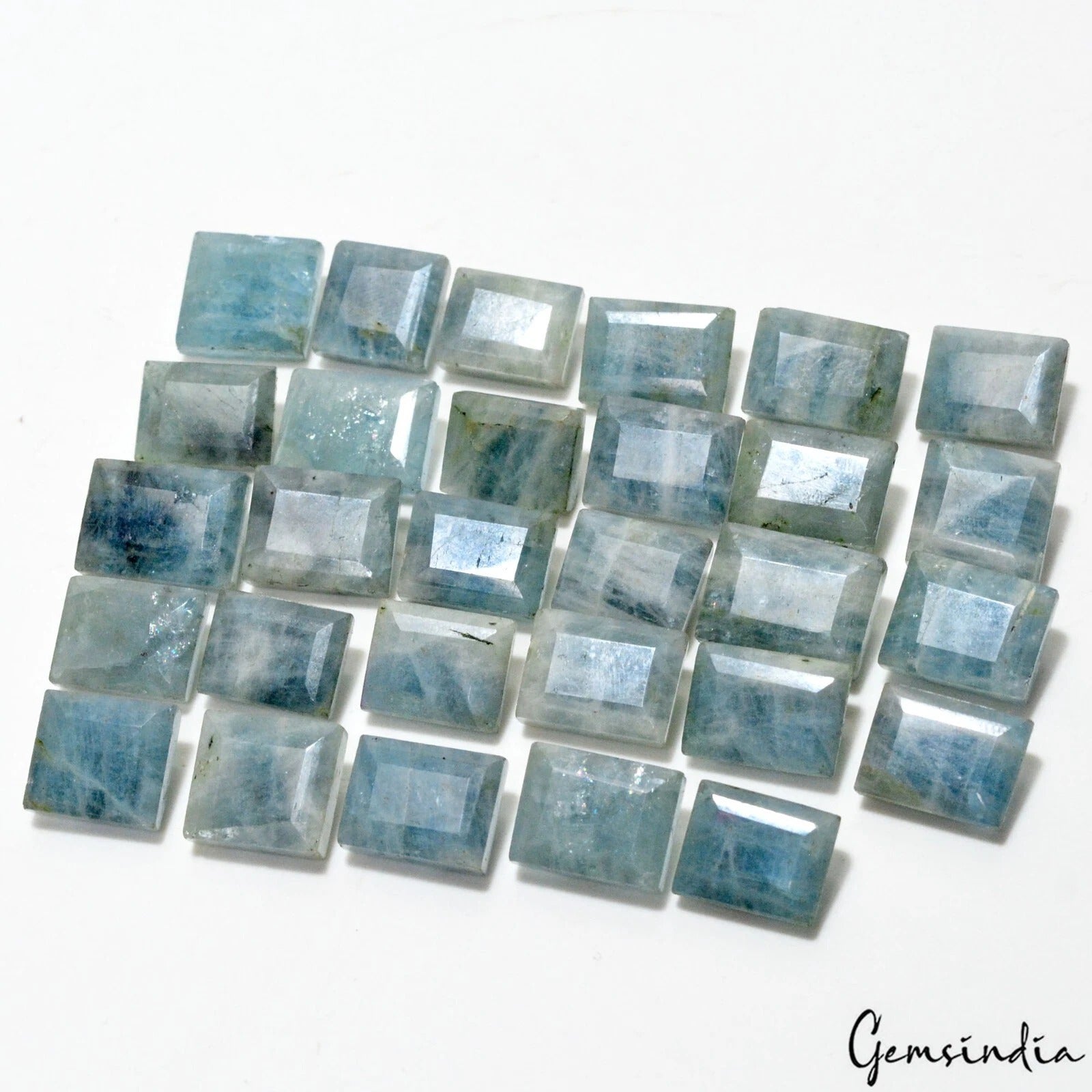 370 Ct/29 Pcs Natural Untreated Blue Beryl Aquamarine Baguette Cut Loose Gems