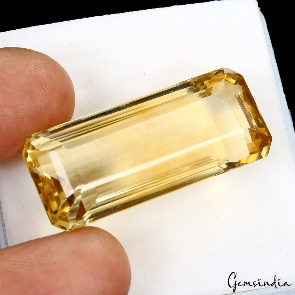 Octagon Cut Natural Unheated Yellow Citrine Brazil 54 Ct Certified Big Gemstone