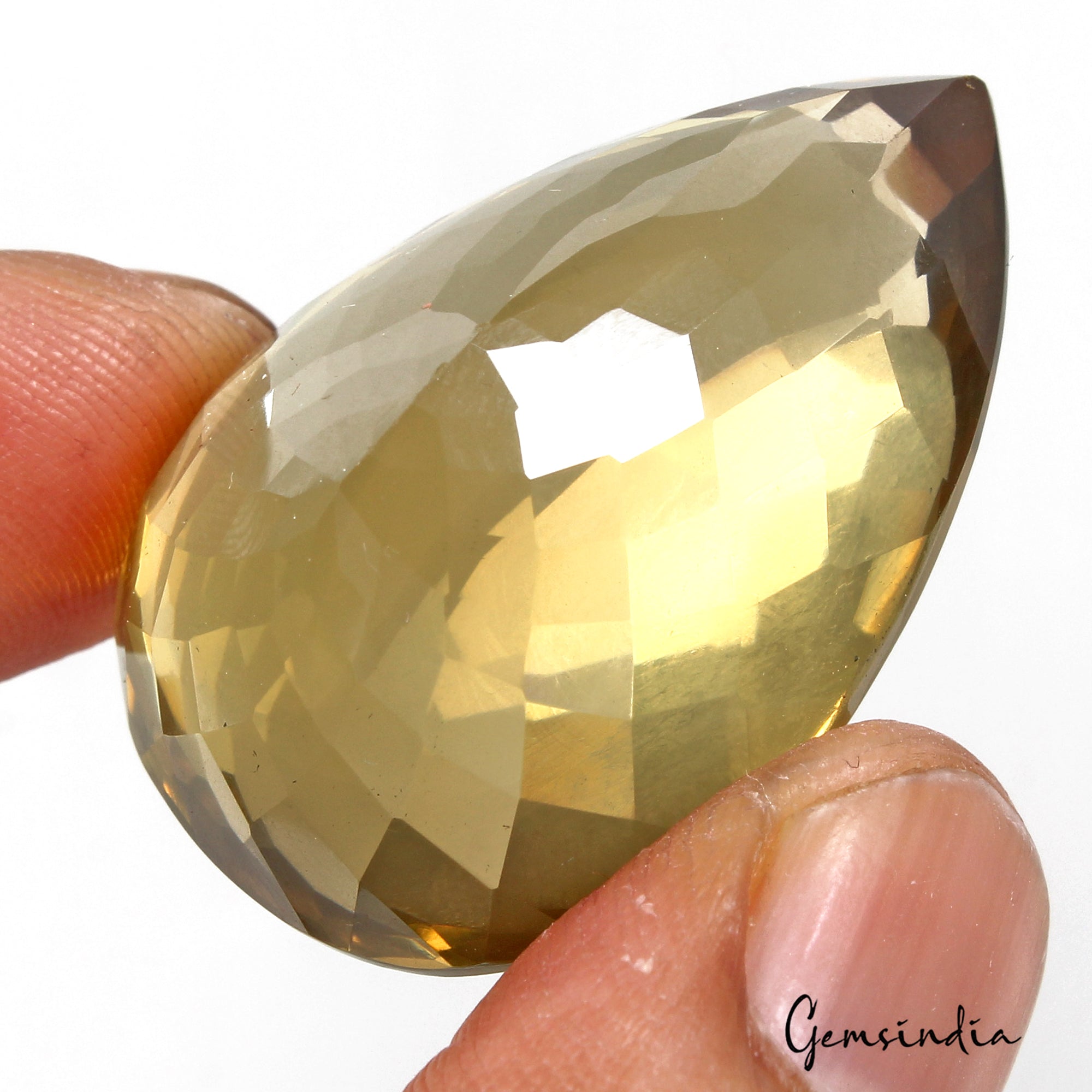 109.60 Cts Natural Untreated Brazilian Yellow Citrine Pear Faceted Cut Loose Gem