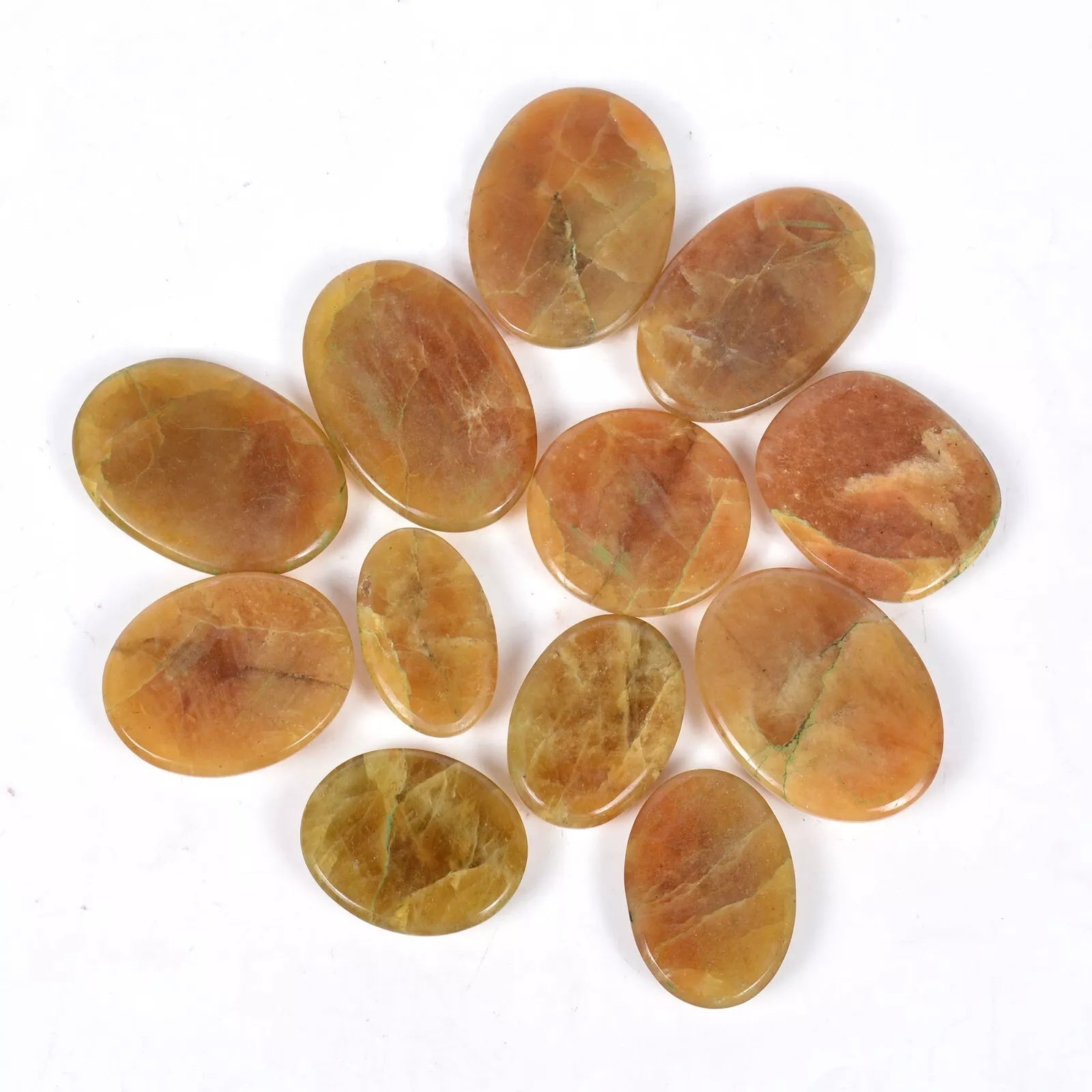 Beryl Lot, Cabochon, Untreated, Yellow — 12 Pieces, 30mm to 43mm, 780 Ct, Brazil