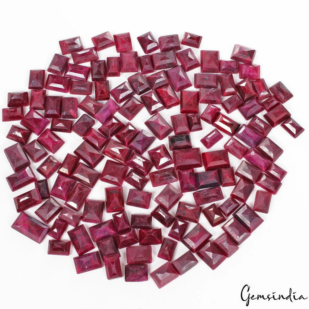 132 Pcs~Natural Red Ruby Loose Baguette Cut Ring Size Loose Gemstones~1540 Ct