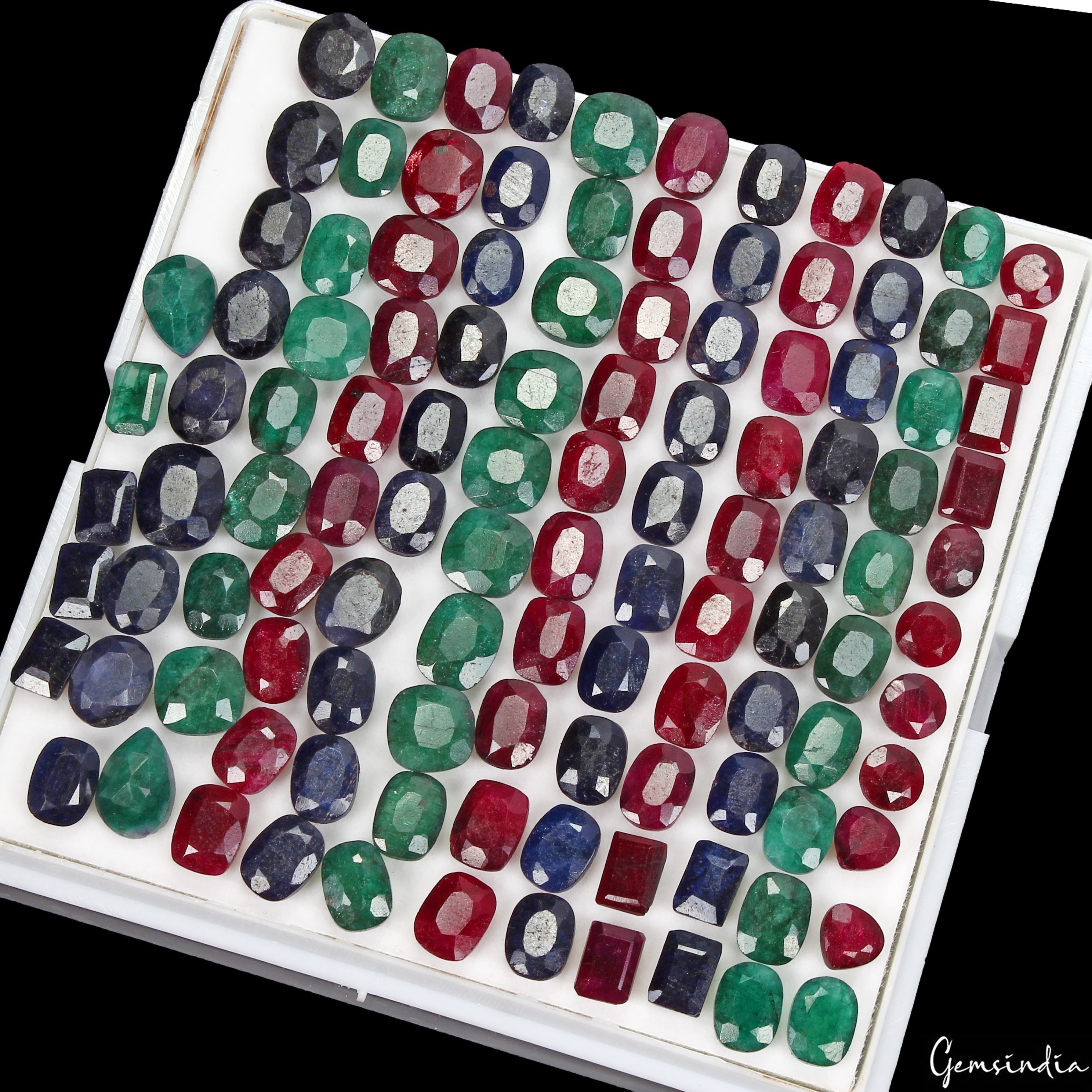 200 Ct/114Pc Natural Ruby Emerald Sapphire Loose Mix Cut Gemstones Certified Lot