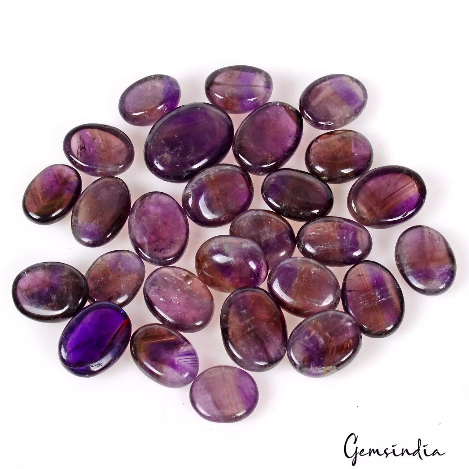 27 Pcs Natural Amethyst/Ametrine Oval Cabochon Loose Untreated Gemstones 81.15Ct