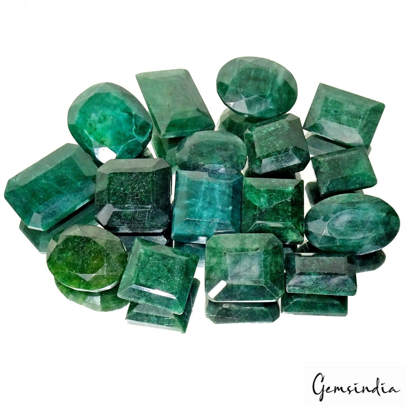 Brazilian Emerald Lot, Loose Gemstone, Color Enhanced, Green — 16 Pieces, 21mm to 35mm, 1250 Ct, Brazil