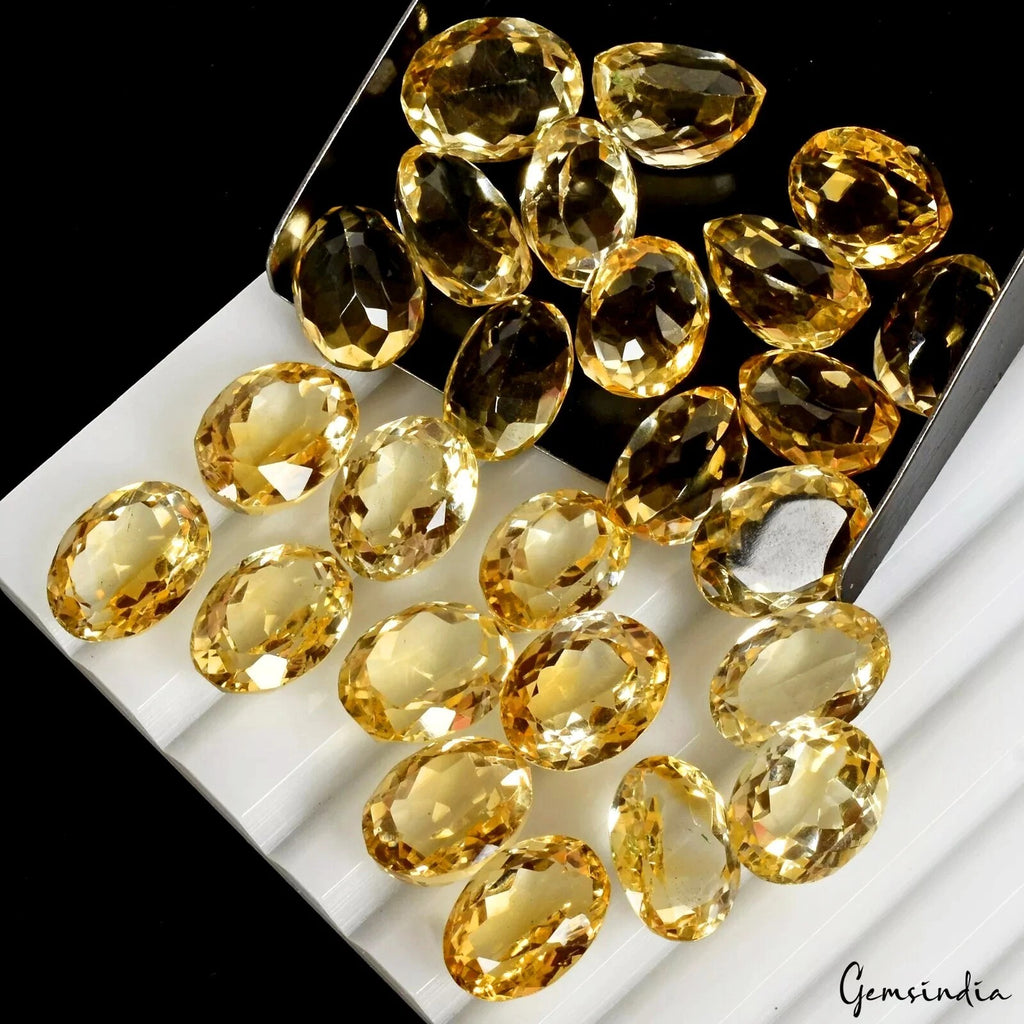 Citrine Lot, Loose Gemstone, Untreated, Yellow — 25 Pieces, 11mm to 12mm, 112.40 Ct, Brazil