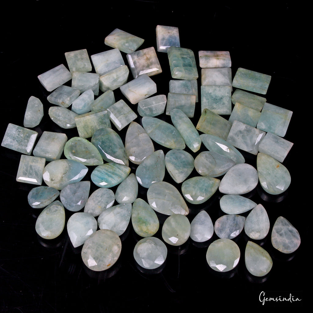 800 Cts/66 Pcs Natural Untreated Blue Aquamarine Beryl Mix Cut Loose Gems Lot