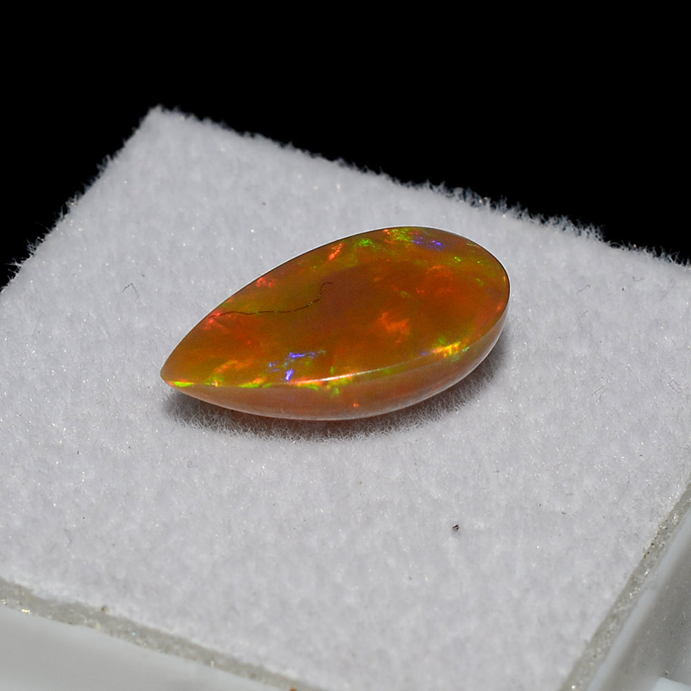 Opal Loose Gemstone, Pear Cabochon, Untreated — 12x7x4mm, 1.50 Ct, Ethiopia