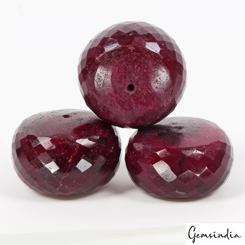 840 Ct Natural African Red Ruby Round Faceted 32-34mm Drill Bead Loose Gems Lot