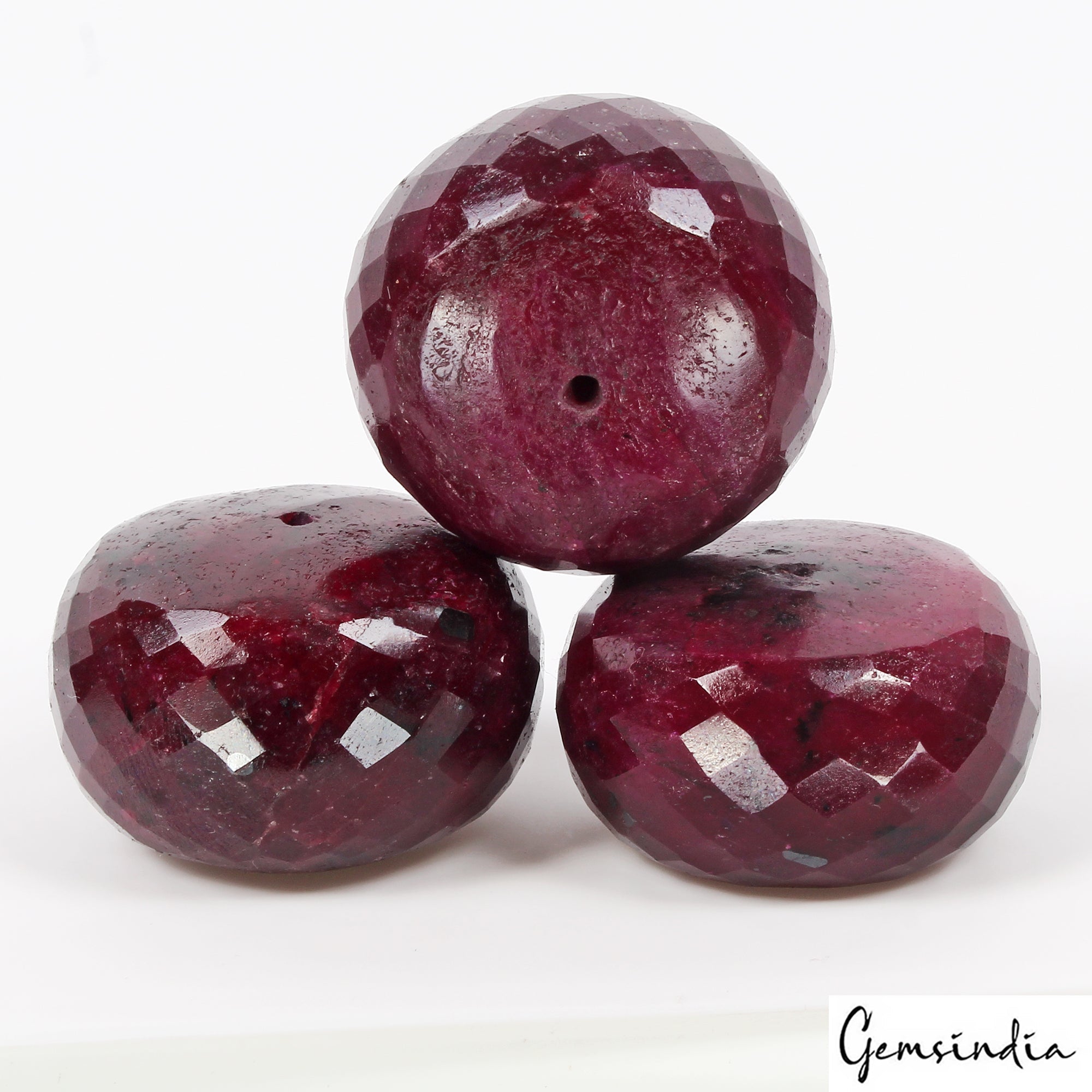 840 Ct Natural African Red Ruby Round Faceted 32-34mm Drill Bead Loose Gems Lot