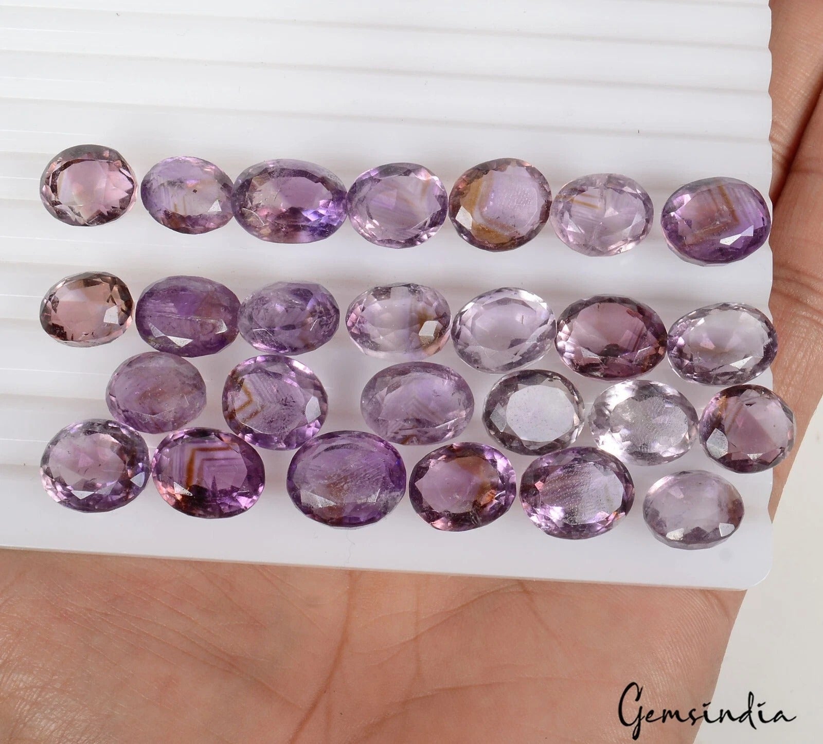 200 Ct/26 Pcs Natural Untreated Brazilian Purple Amethyst Oval Cut Loose Gem Lot