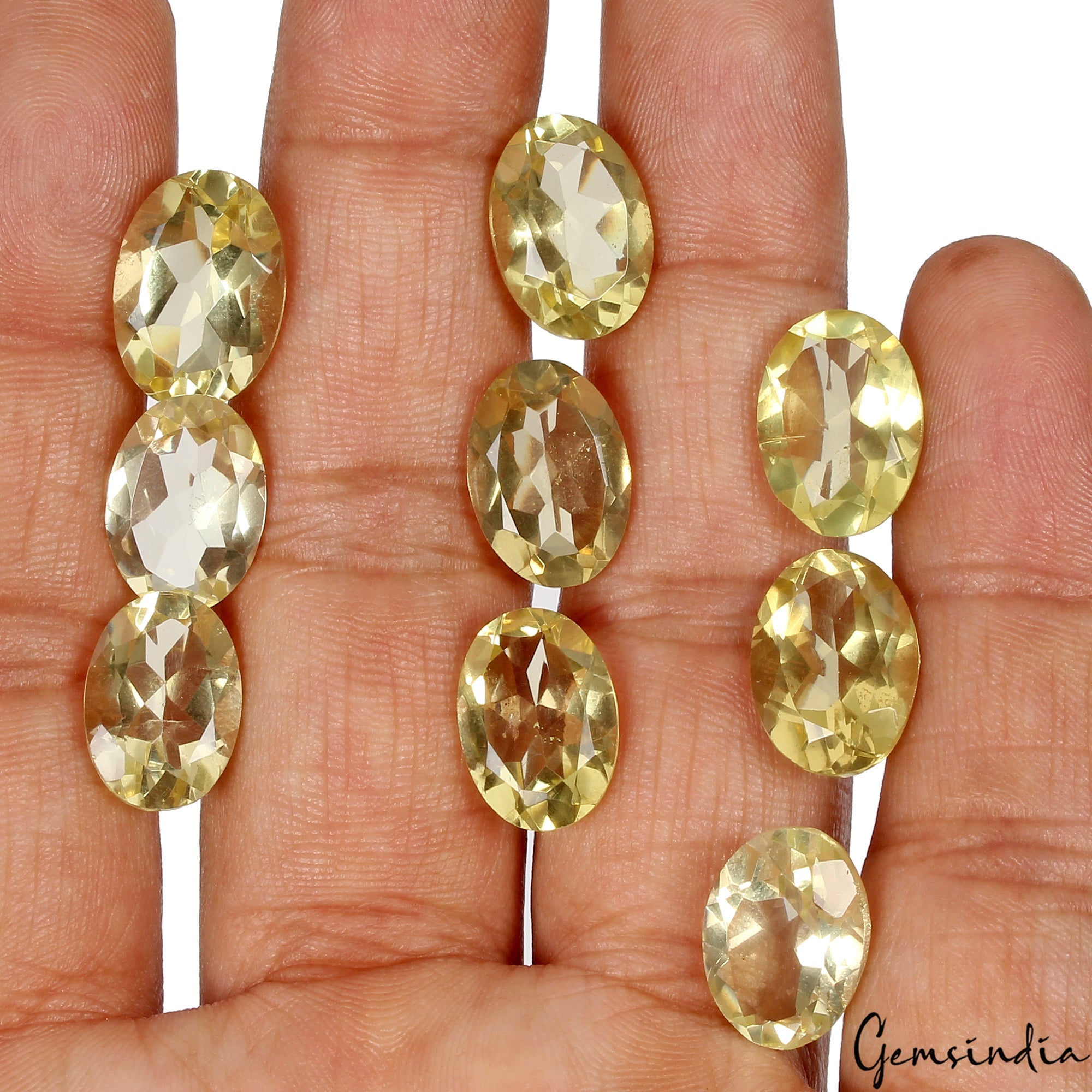 14x10mm Natural Lemon Quartz Oval Cut Loose Jewelry Gemstones 9 Pcs / 50.90 Ct