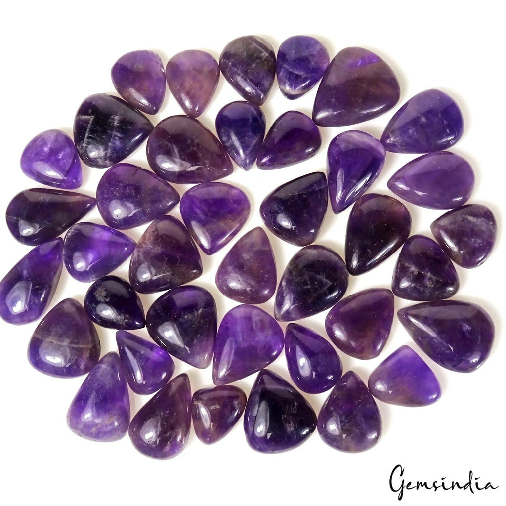 Certified 500 Ct./39 Pcs Natural Untreated Purple Amethyst Pear Cab Loose Gems