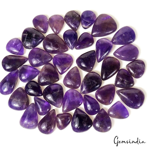 Amethyst Lot, Cabochon, Pear Cabochon, Untreated — 39 Pieces, 11mm to 22mm, 500 Ct