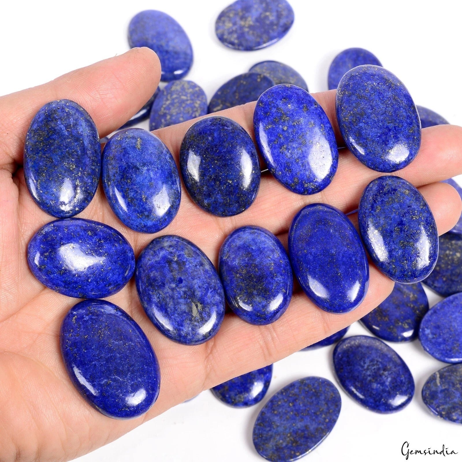 Wholesale Lot 2500 Ct Natural Blue Lapis Lazuli w/Gold Flecks Mix Cab Gems~50 Pc