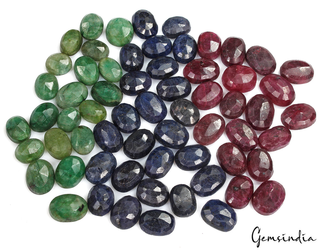 Emerald Lot, Loose Gemstone, Oval Cut, Color Enhanced — 63 Pieces, 2mm to 19mm, 1030 Ct, Brazil