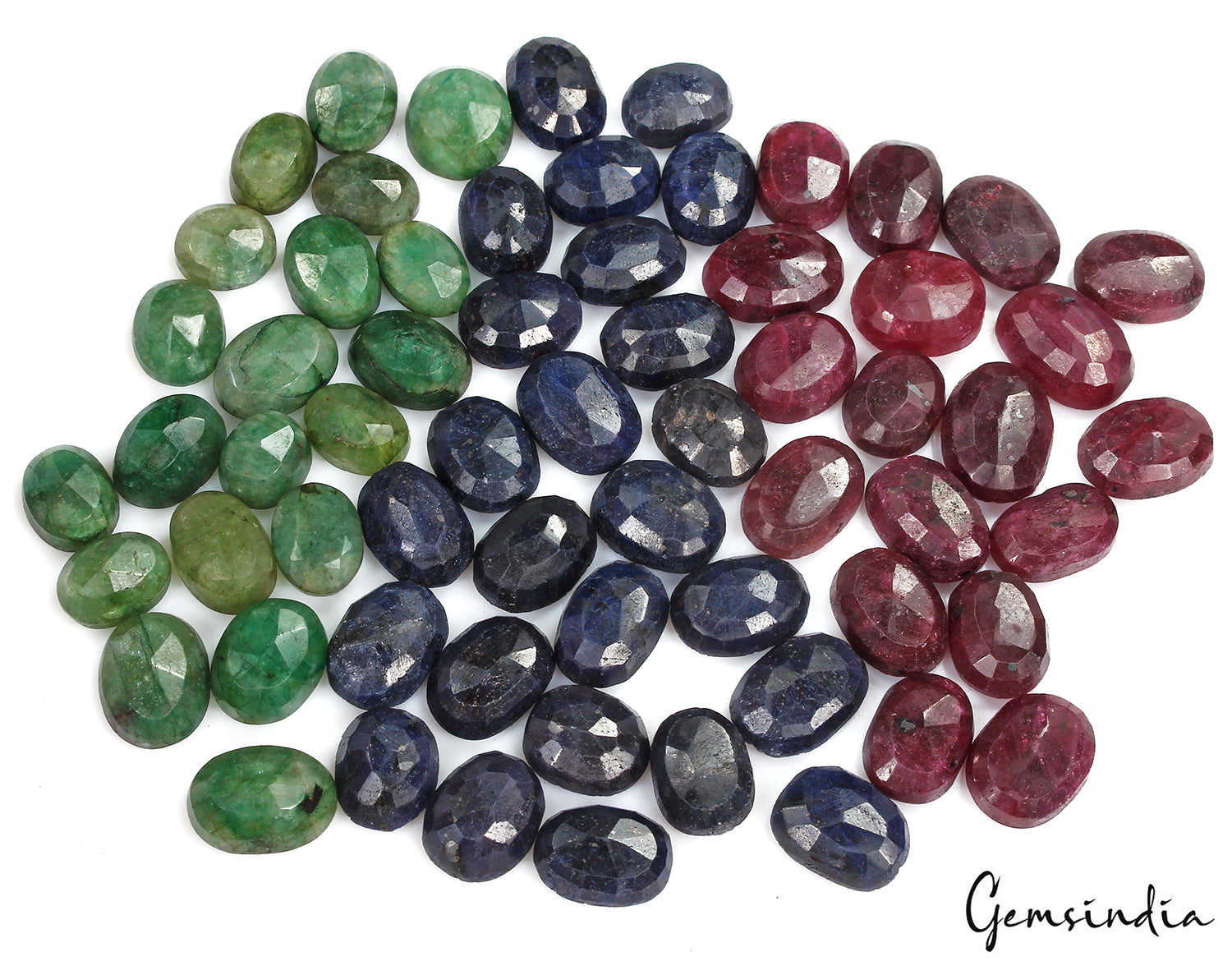 Emerald Lot, Loose Gemstone, Oval Cut, Color Enhanced — 63 Pieces, 2mm to 19mm, 1030 Ct, Brazil