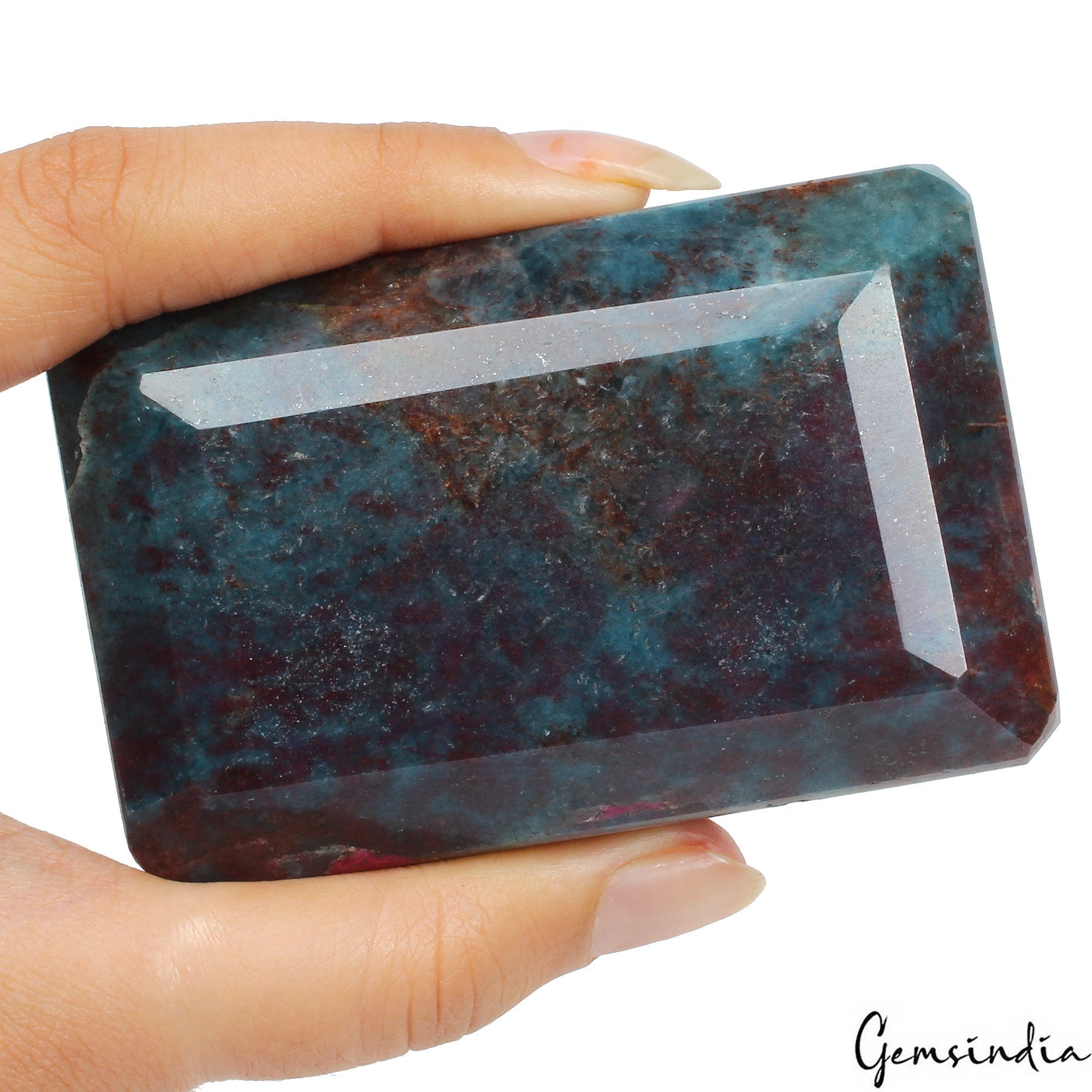 1820 Ct Natural Untreated Bi-Color Ruby Kyanite Emerald Cut Earth Mined Gemstone