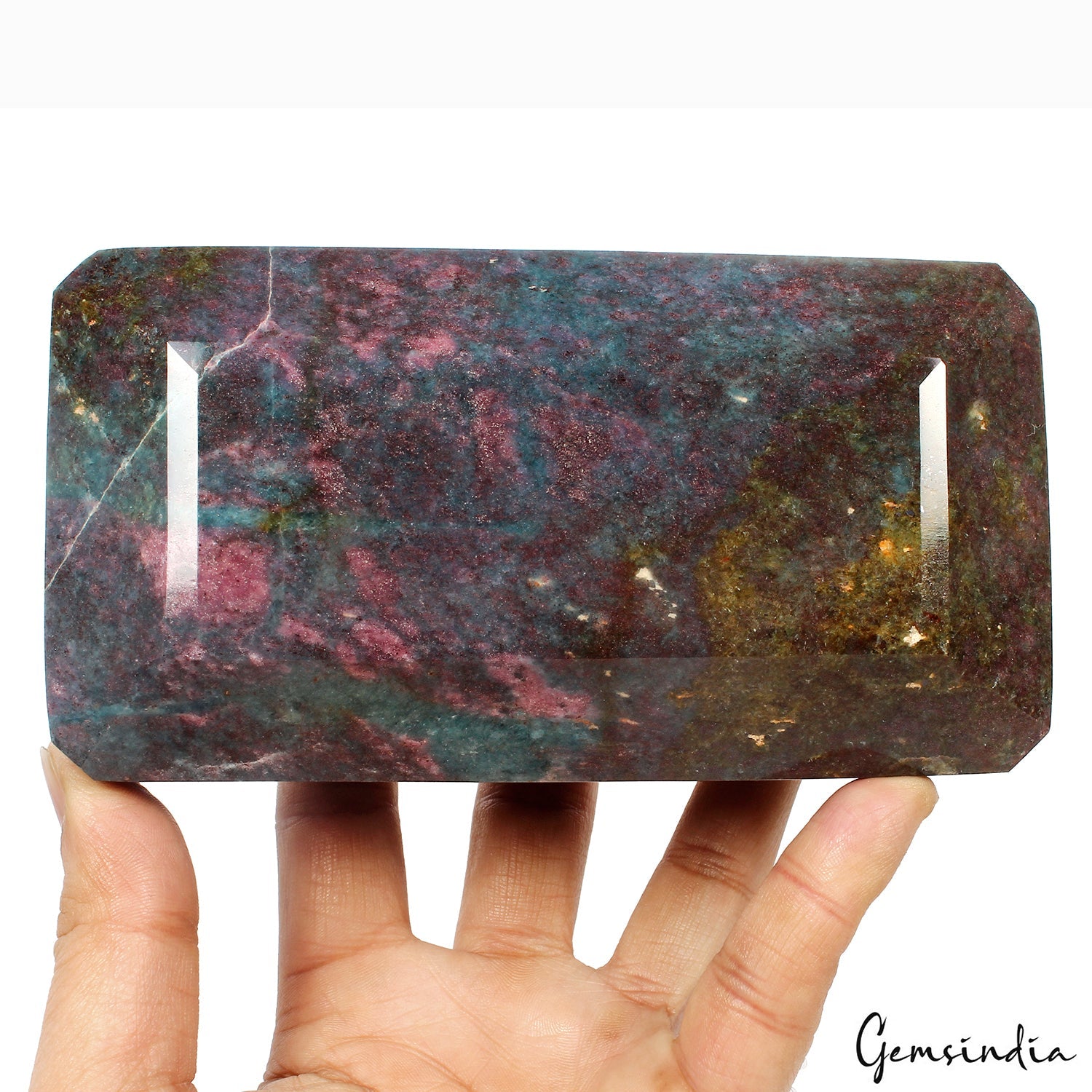2.1 Kg Natural Ruby Kyanite Octagon Cut Loose Untreated Madagascar Huge Gemstone