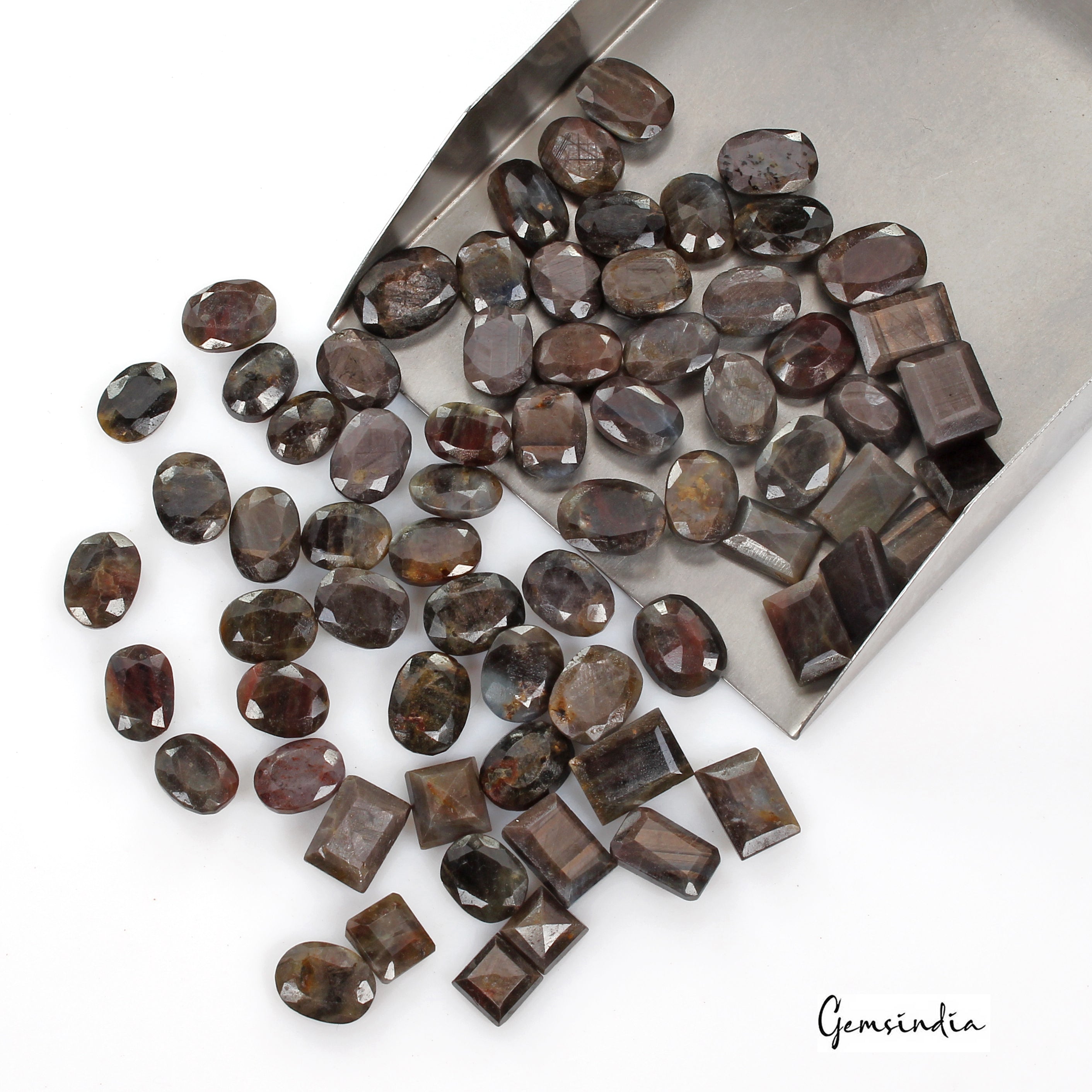 550 Ct Natural Untreated Brown Gray Sapphire Mix Faceted Loose Gems Lot 68 Pcs