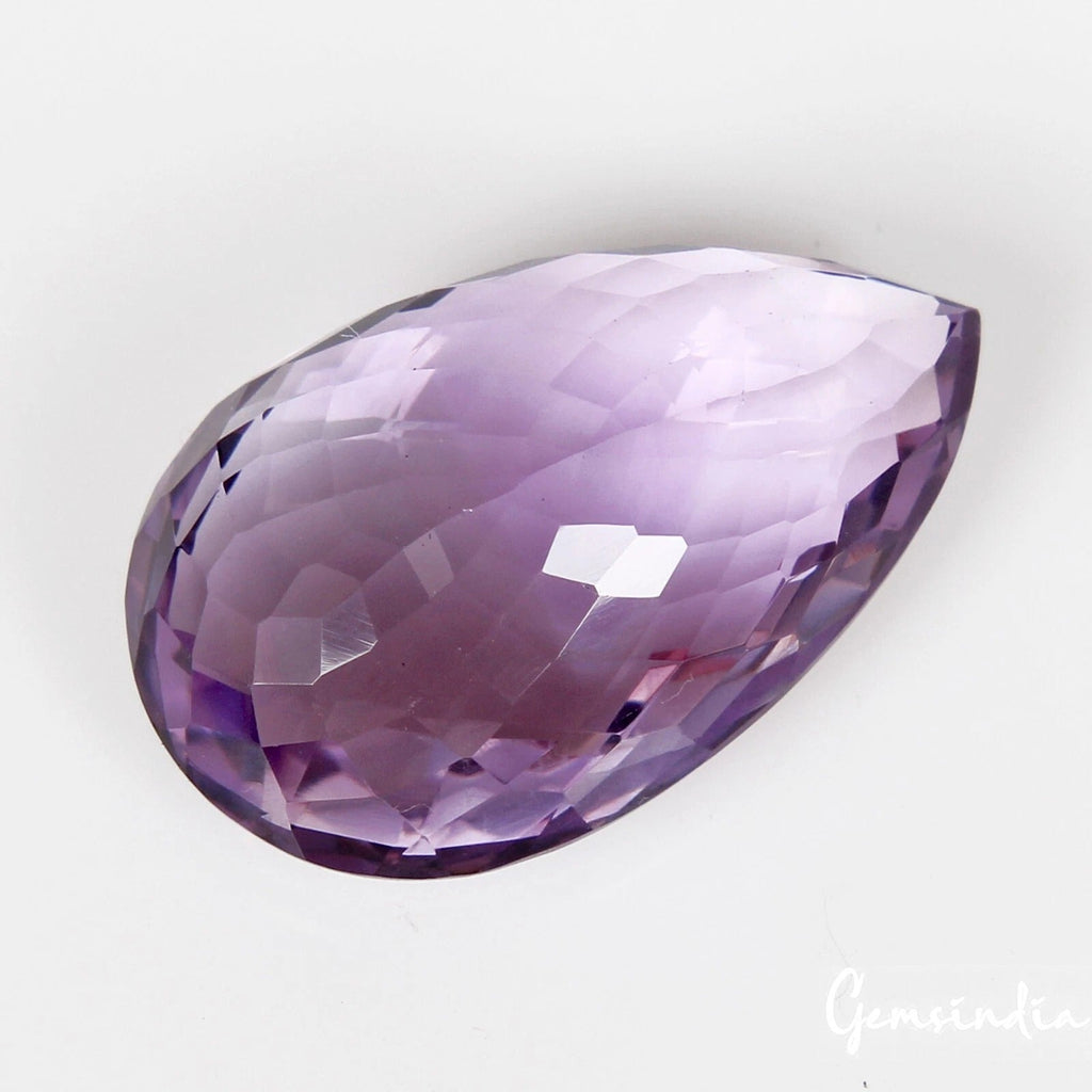 27.60 Ct Natural Untreated Purple Amethyst Pear Checker Cut Gemstone For Jewelry