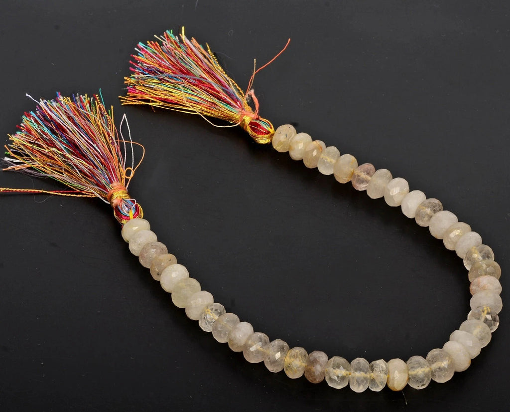 Rutile Quartz Beaded Strand, Untreated, Golden — 8mm to 9mm, 183.30 Ct, India