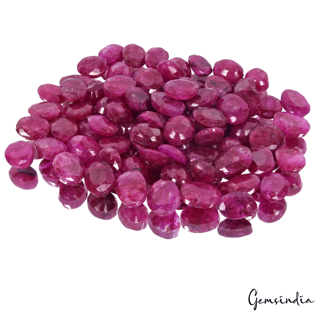 Bixbite Lot, Loose Gemstone, Color Enhanced, Red — 78 Pieces, 14mm to 18mm, 700 Ct, Madagascar